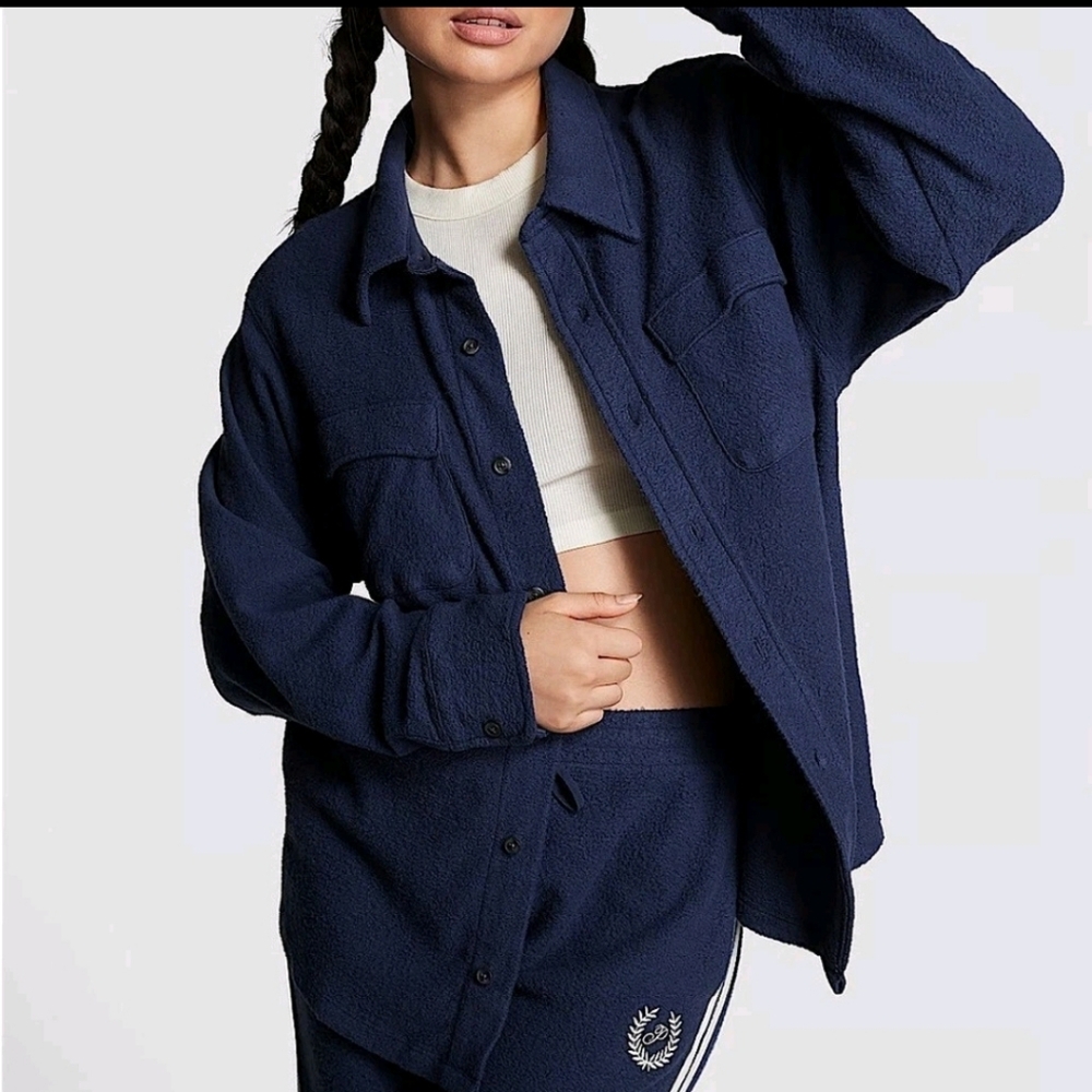 PINK Victoria's Secret Reverse Fleece Shacket